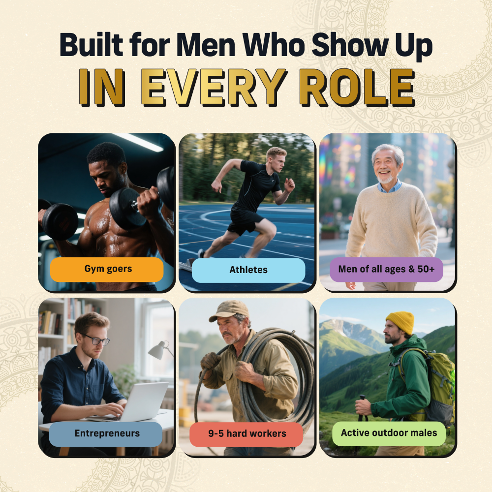 Alpha Tribe Men’s Multivitamin – daily vitamins and minerals for modern men’s wellness practicing mindfulness while using Alpha Tribe multivitamin Men’s Multivitamin bottle with fresh ingredients vitamin breakdown
